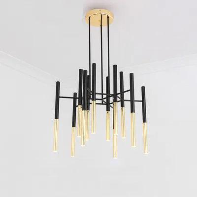 Solara Chandelier Modern Rods Black Gold - Neutral Decor