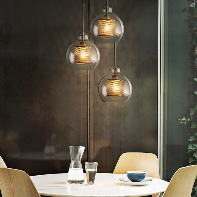 Arisha Golden Pendant Light, /Glass, Globe/Cylindric - Neutral Decor