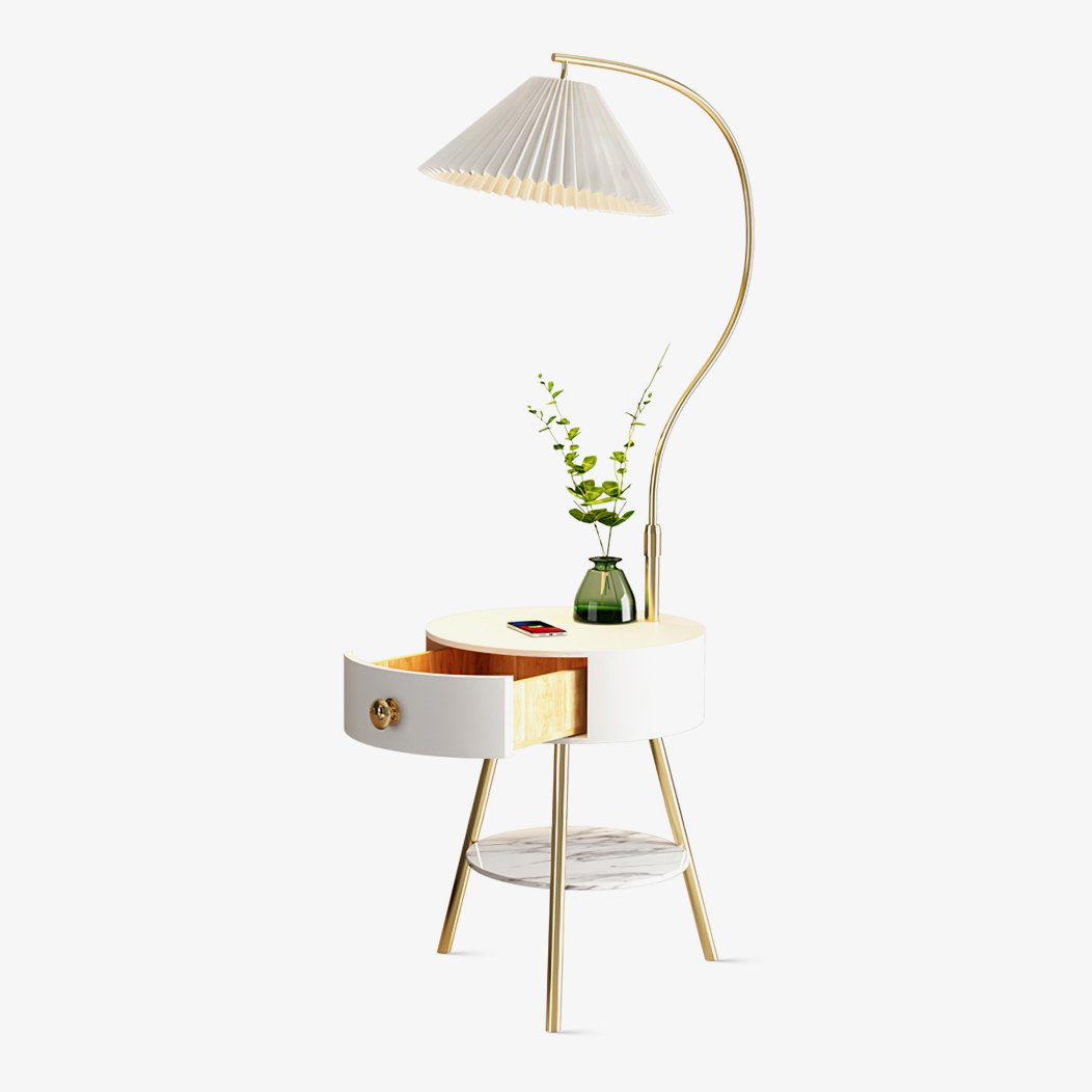 Yase Wood Marble Floor Light