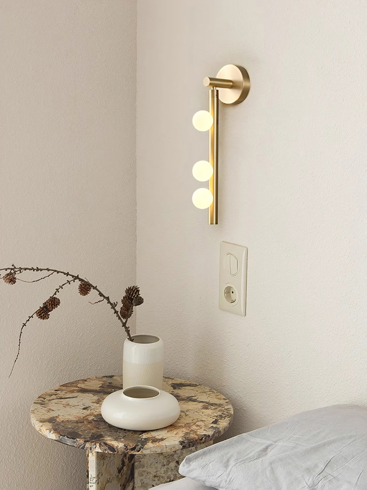 Rory Modern Minimalist Tube Brass Glass Wall Lamp