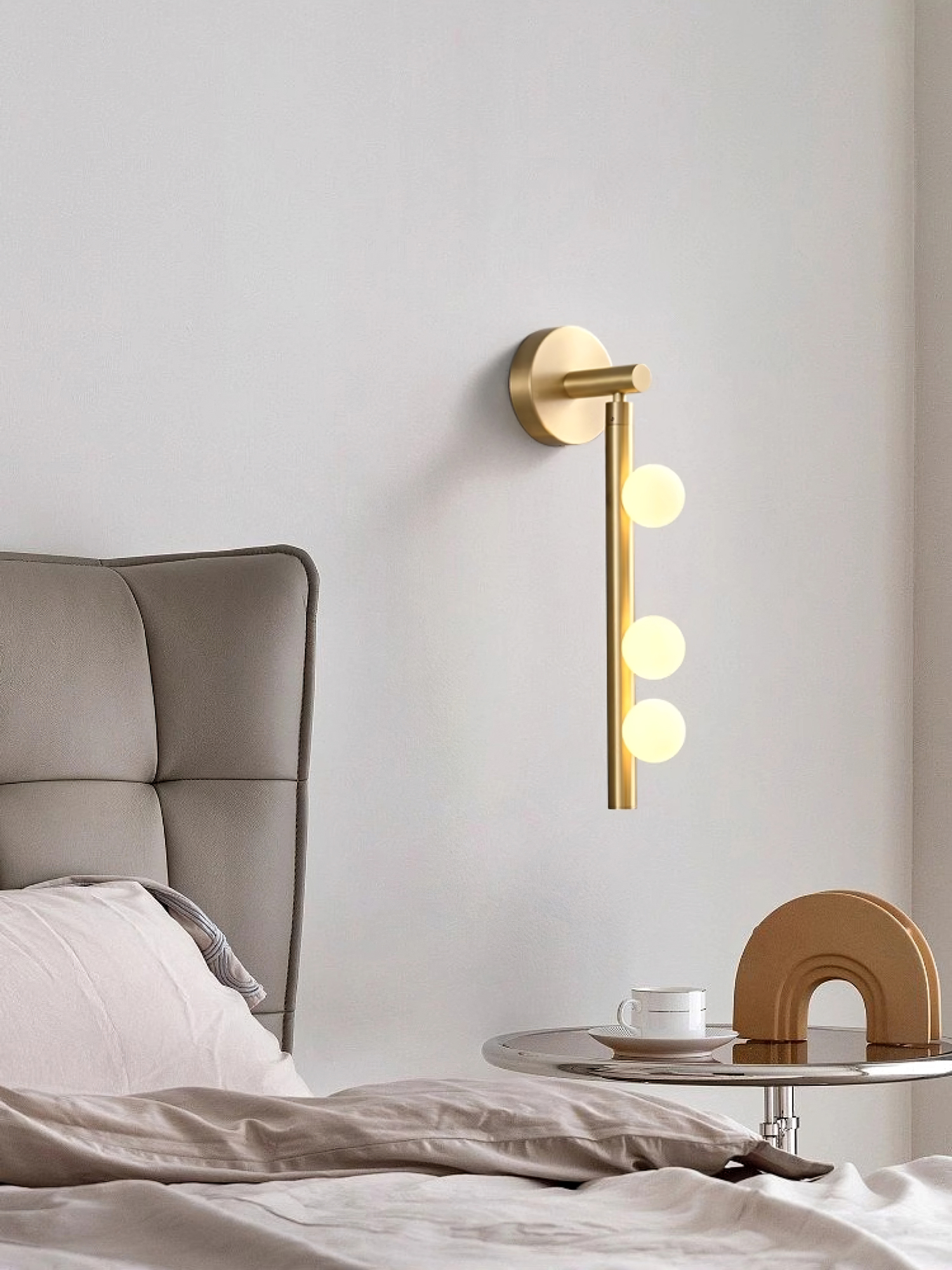 Rory Modern Minimalist Tube Brass Glass Wall Lamp - Neutral Decor