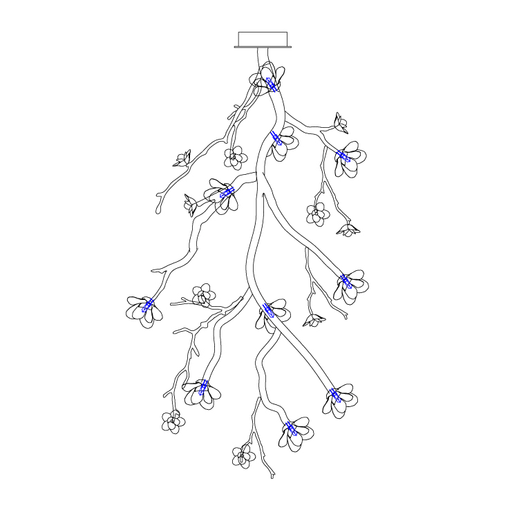 Rae Chandelier Black Branch Flower
