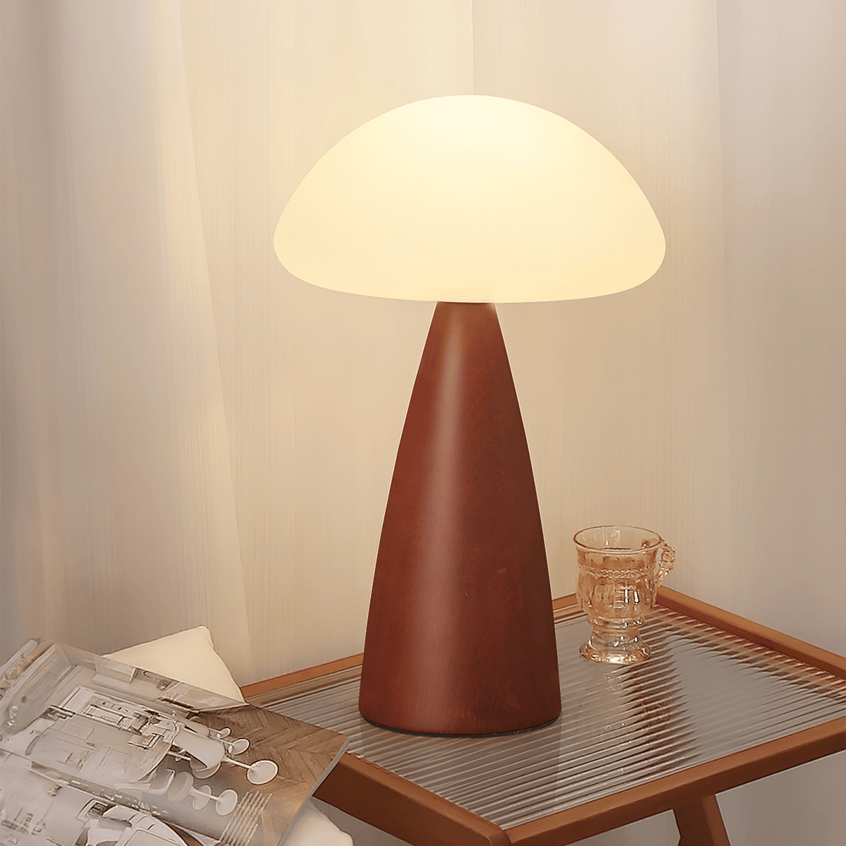Ibisin Funge Wood Contemporary Table Lamp