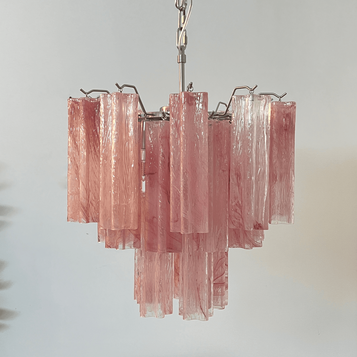 Liorinira Chandelier Pink Glass Tubes Layered Modern