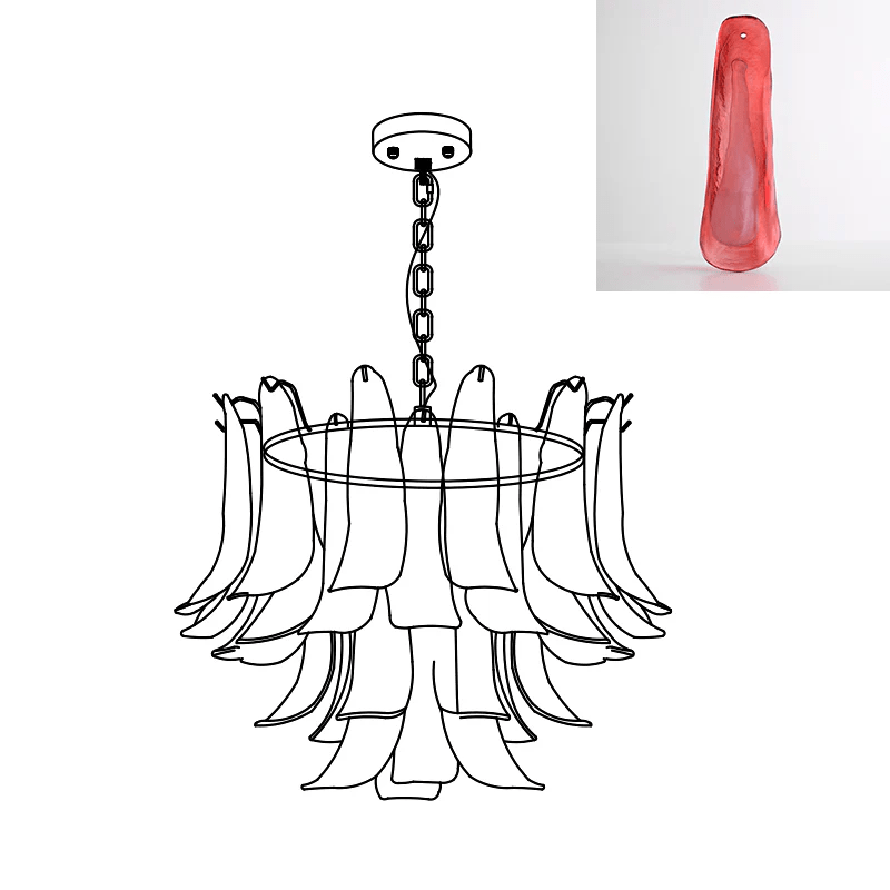 Elvess Chandelier Murano Glass Leaf Golden