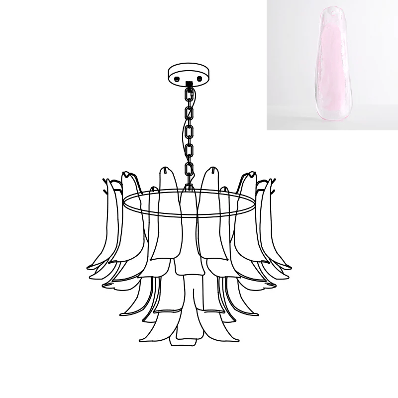 Elvess Chandelier Murano Glass Leaf Golden