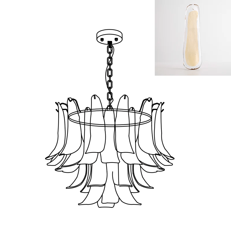 Elvess Chandelier Murano Glass Leaf Golden