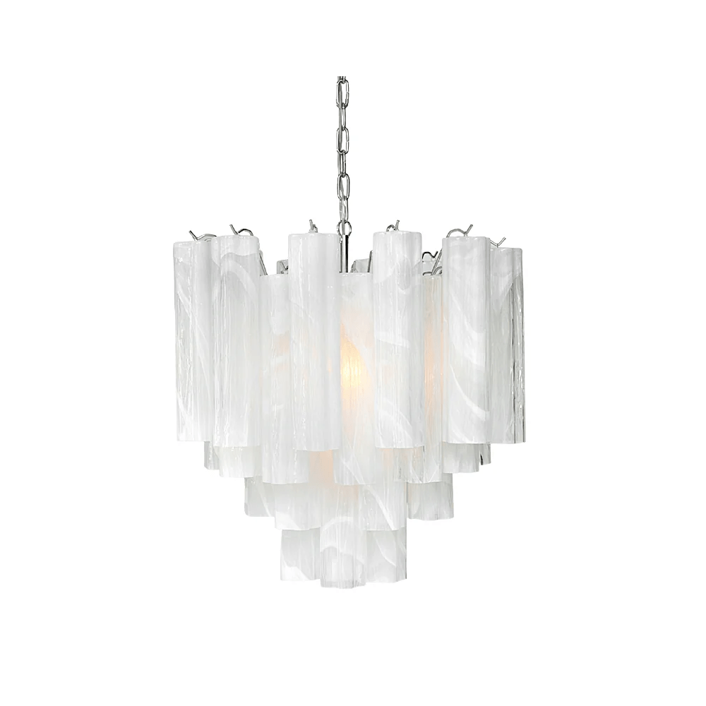Lioreissa Chandelier Frosted Glass Tubes Layered Minimalist