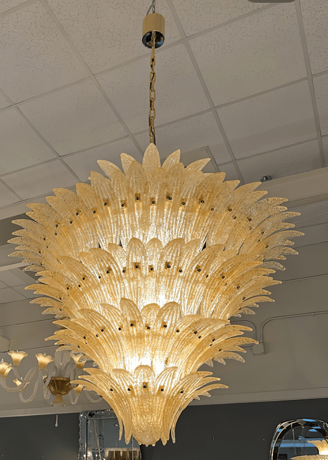 Eirerian Chandelier Murano Glass Palmette Leaf Tiered