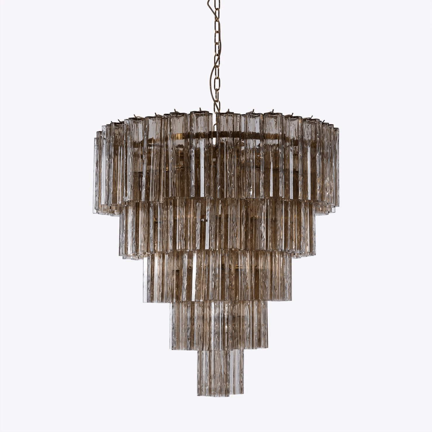 Celinian Chandelier Five Tier Fluted Glass Grande Mid Century