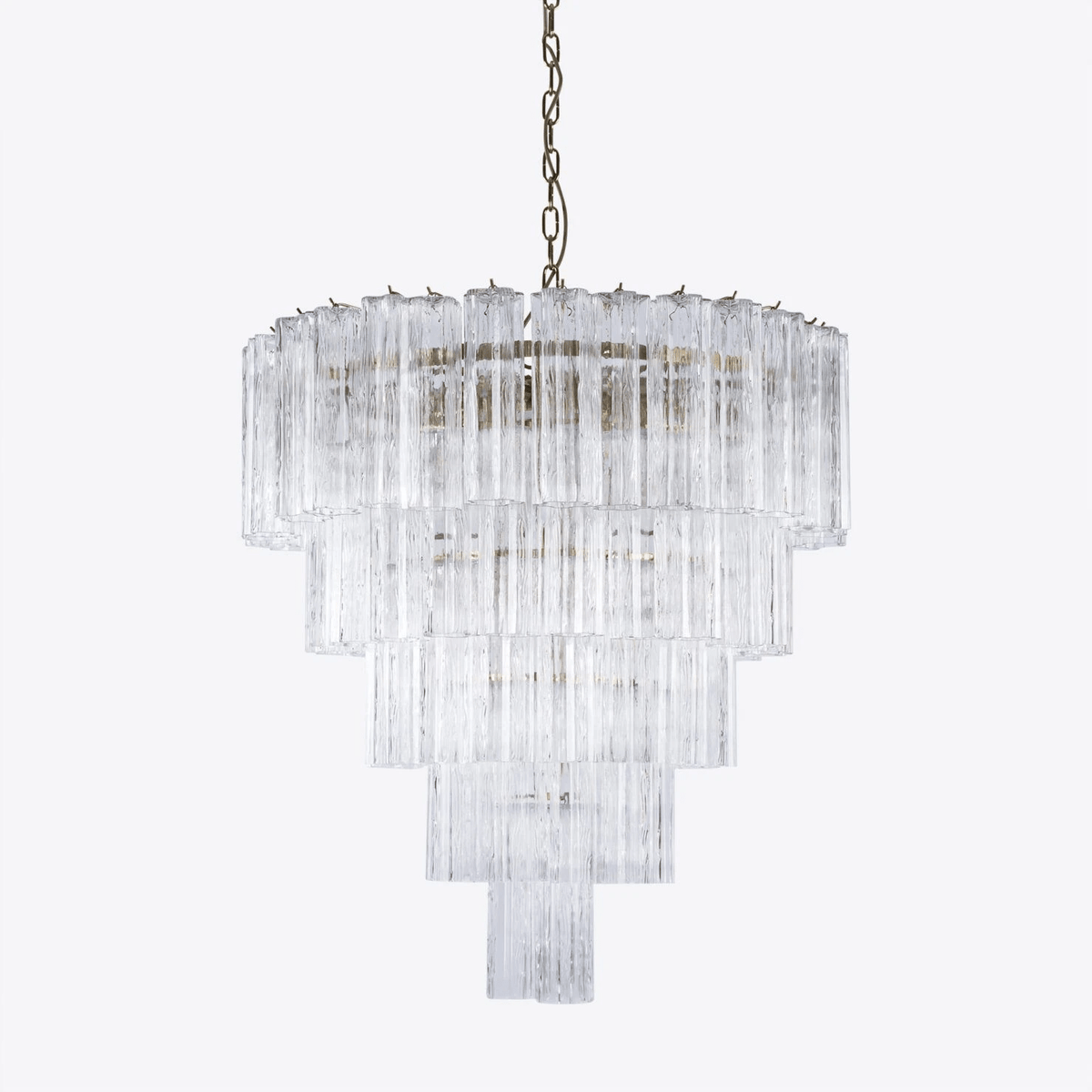 Celinian Chandelier Five Tier Fluted Glass Grande Mid Century