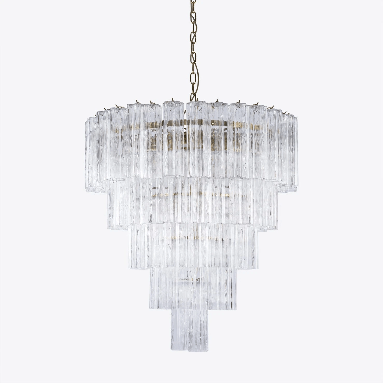 Celinian Chandelier Five Tier Fluted Glass Grande Mid Century