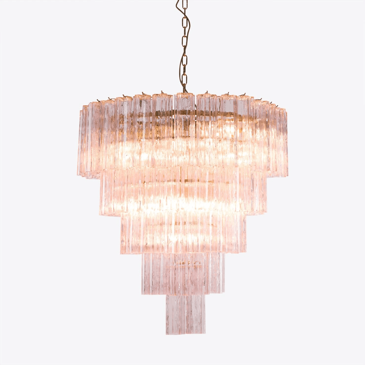 Celinian Chandelier Five Tier Fluted Glass Grande Mid Century