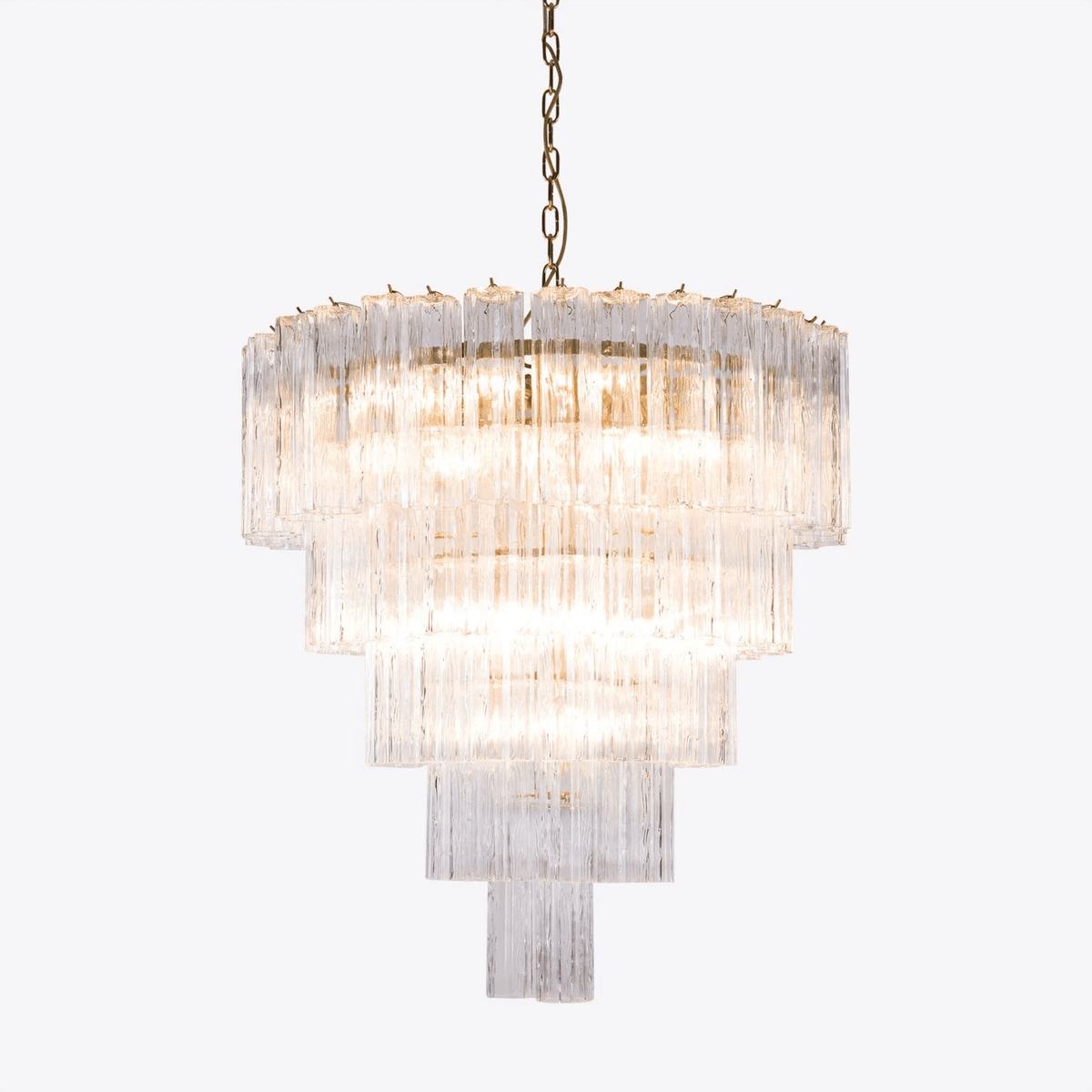 Celinian Chandelier Five Tier Fluted Glass Grande Mid Century