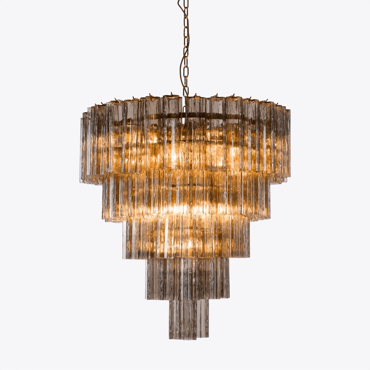 Celinian Chandelier Five Tier Fluted Glass Grande Mid Century