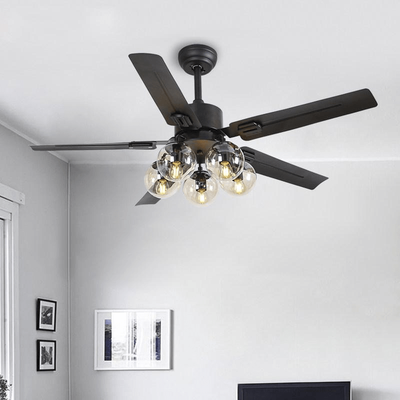 Zazoren Vintage Black Glass Ceiling Fan Light