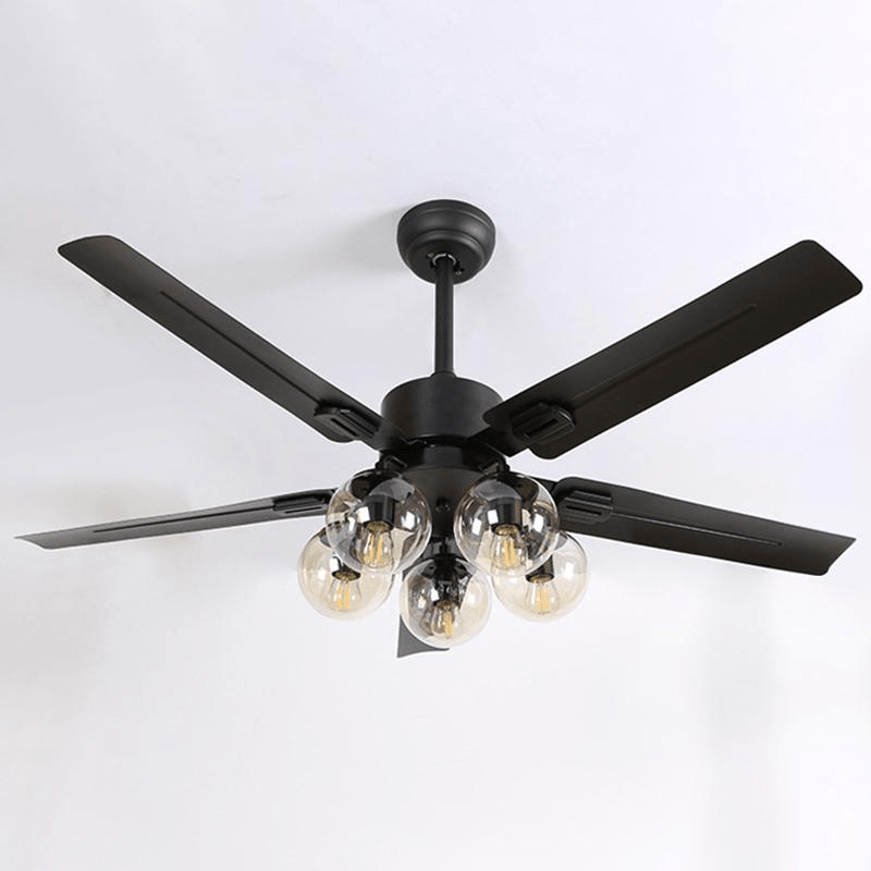 Zazoren Vintage Black Glass Ceiling Fan Light