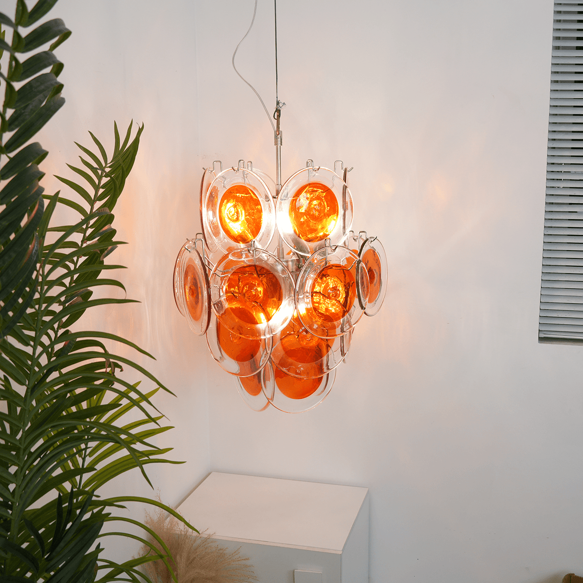 Lioruiel Chandelier Orange Murano Glass Disc Layered