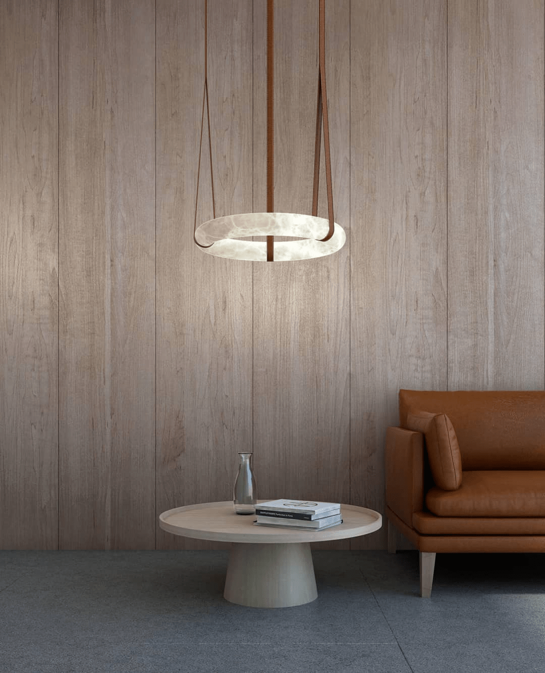 Lixor Alabaster Chandeliers  Ring Leather Strap  Version A