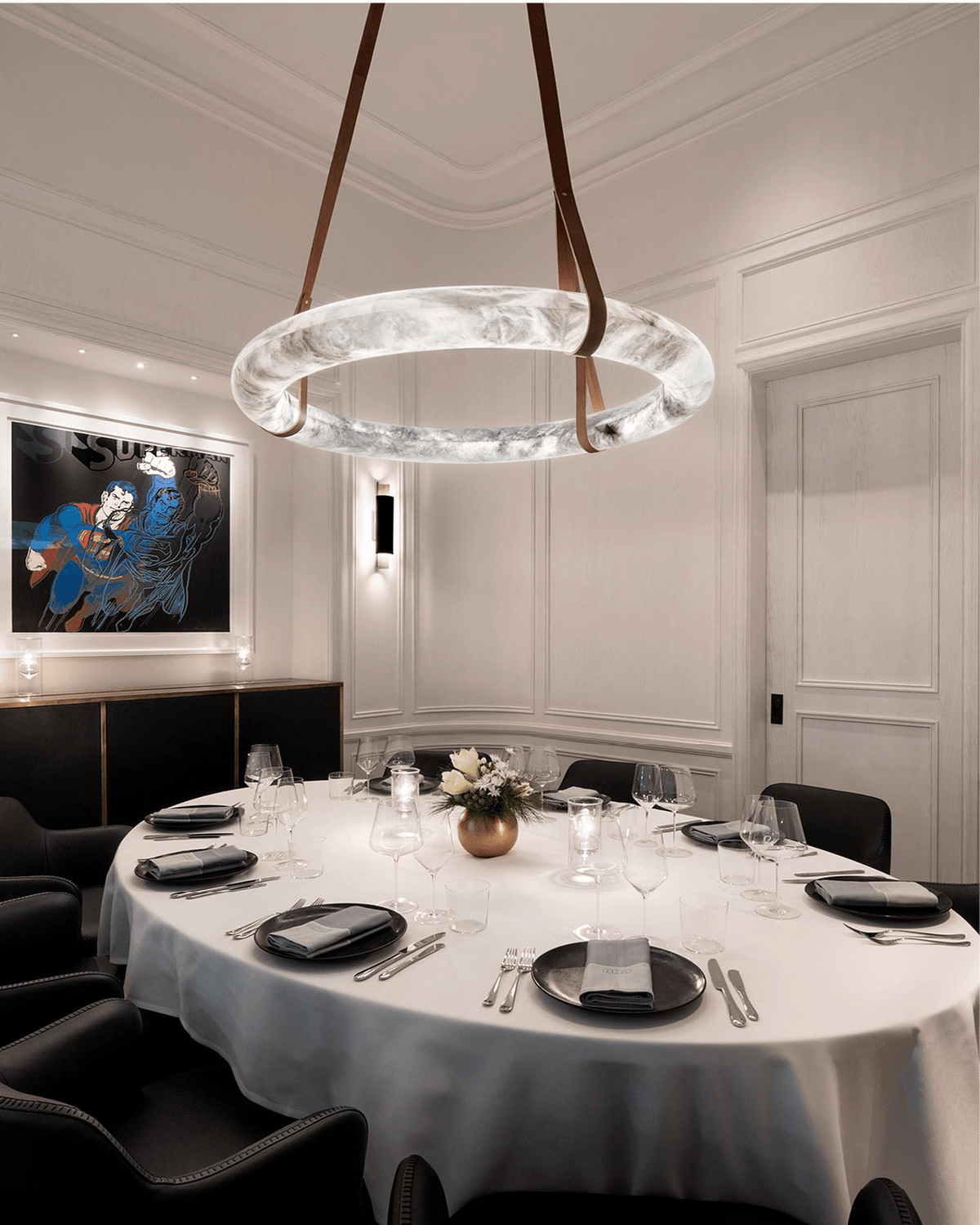 Tarys Alabaster Chandeliers  Ring Leather Strap Version B