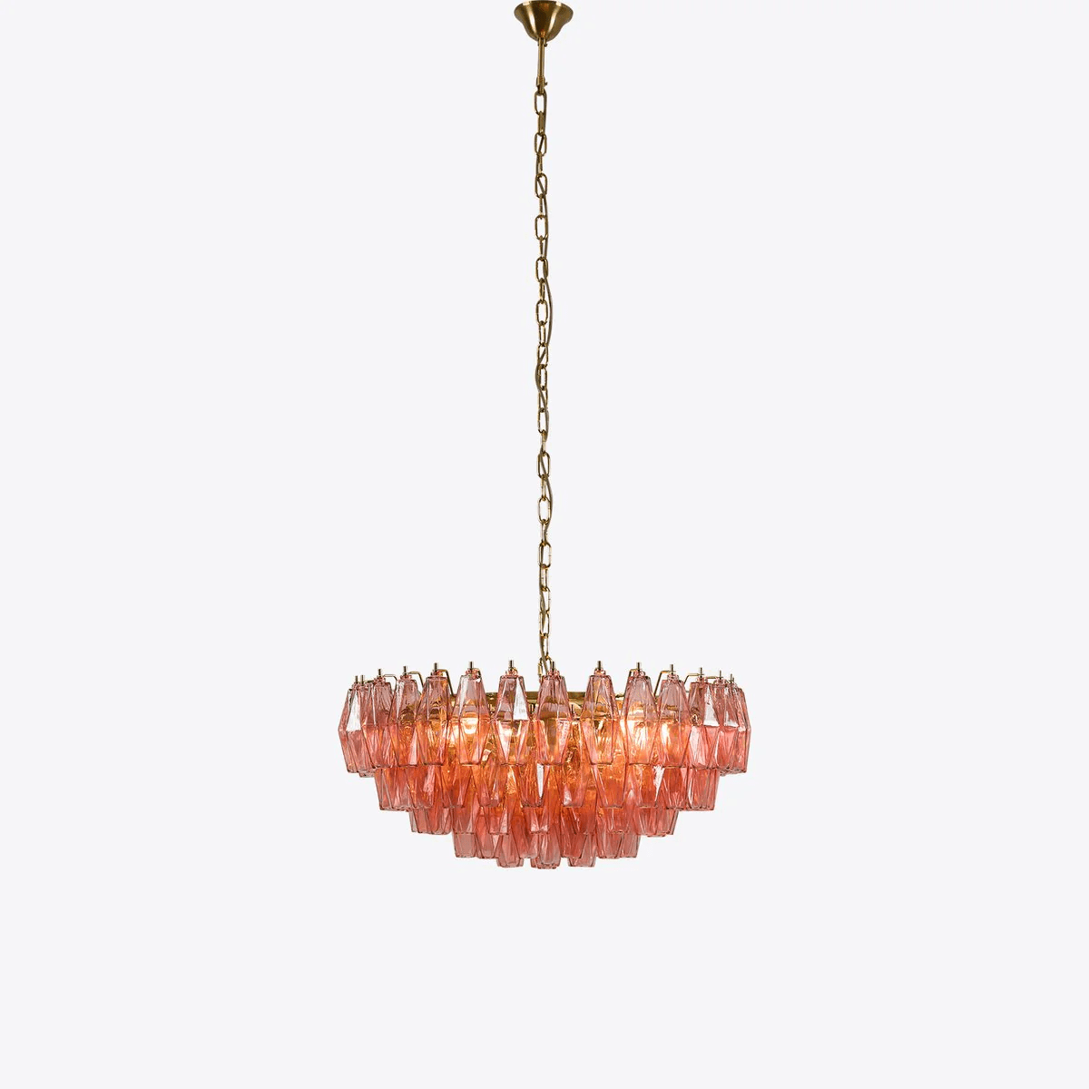 Lioruine Chandelier Pink Polygon Glass Tiered Modern Artistic