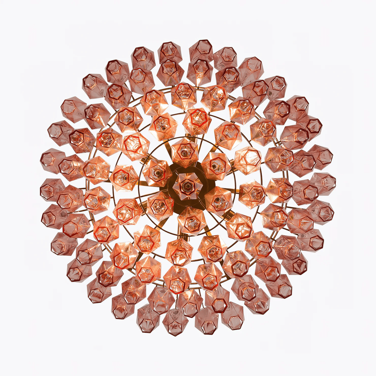 Lioruine Chandelier Pink Polygon Glass Tiered Modern Artistic