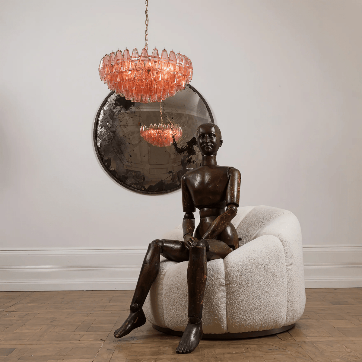 Lioruine Chandelier Pink Polygon Glass Tiered Modern Artistic