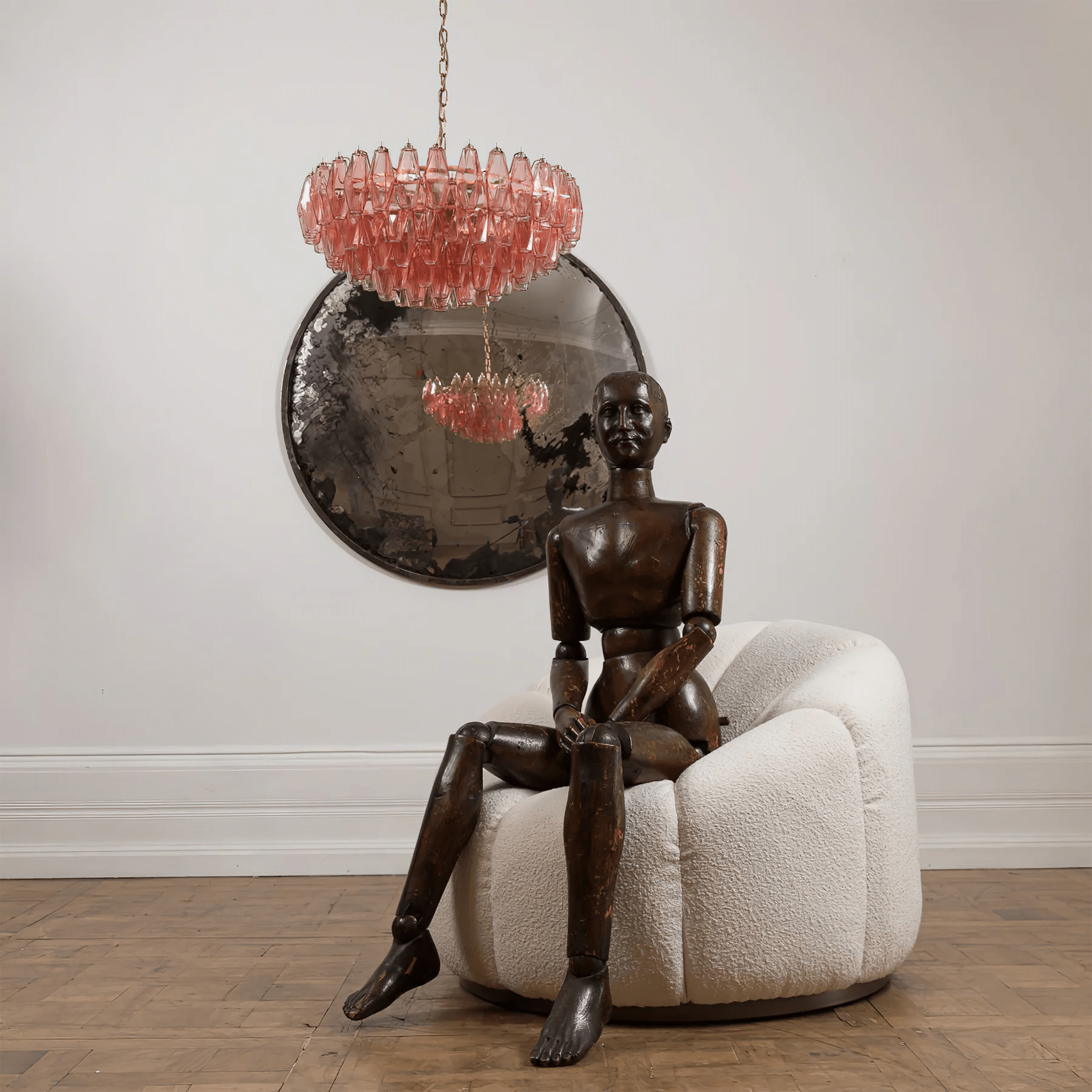Lioruine Chandelier Pink Polygon Glass Tiered Modern Artistic