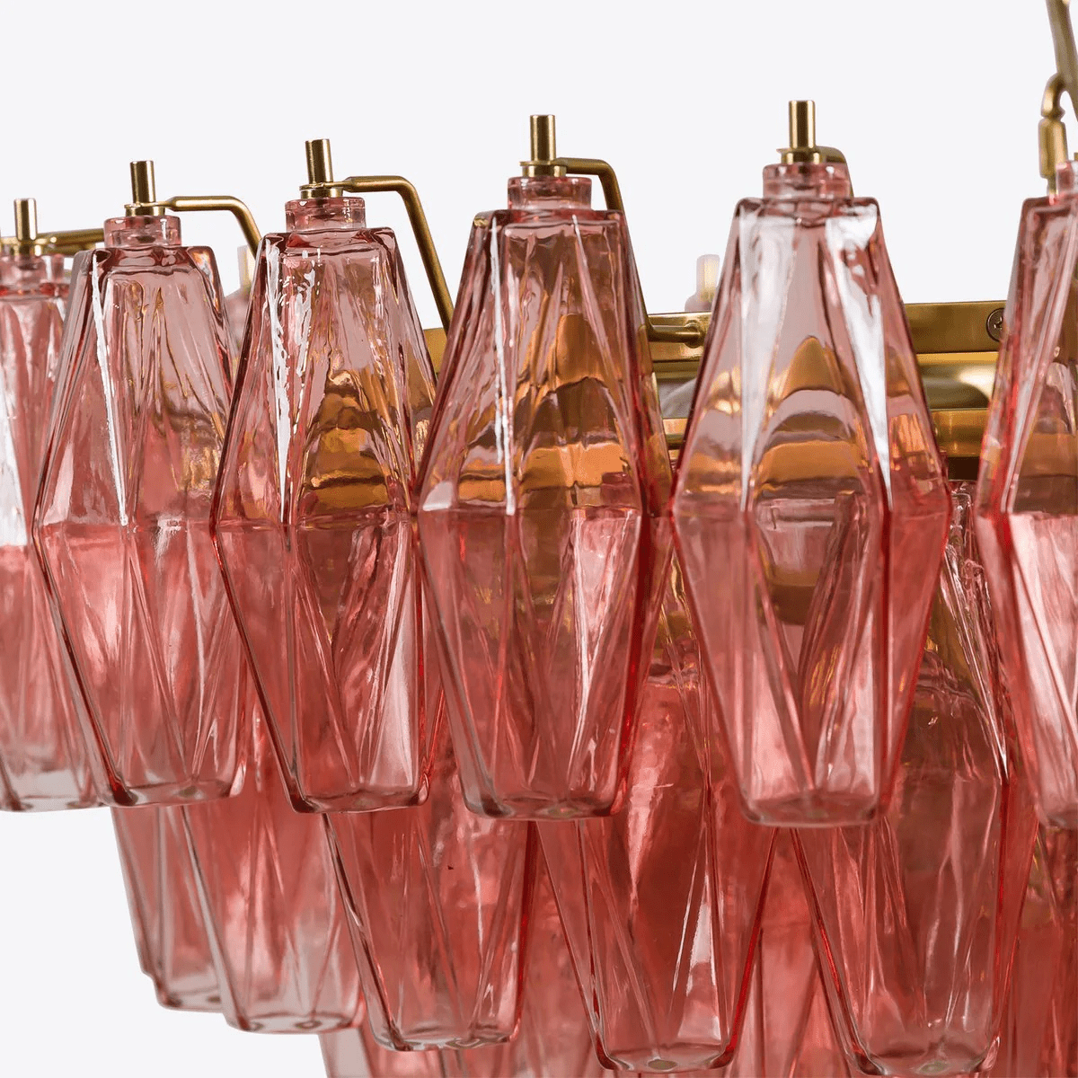 Lioruine Chandelier Pink Polygon Glass Tiered Modern Artistic
