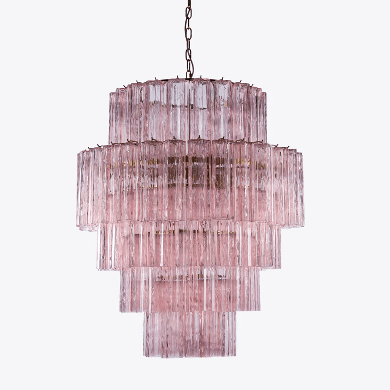 Eiraora Chandelier Pink Prism Glass Layered Elegant
