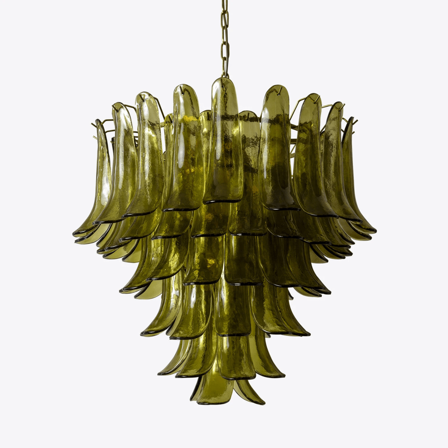 Darix Chandelier Green Petal Glass Layered Natural