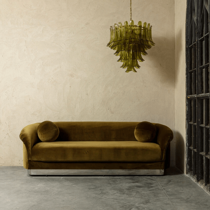 Darix Chandelier Green Petal Glass Layered Natural