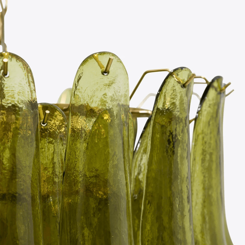 Darix Chandelier Green Petal Glass Layered Natural