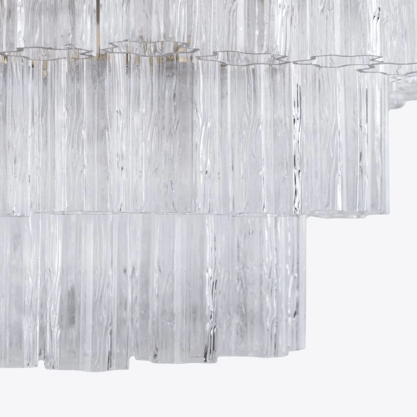 Eiranora Chandelier Five Tier Fluted Glass Tube Mid Century