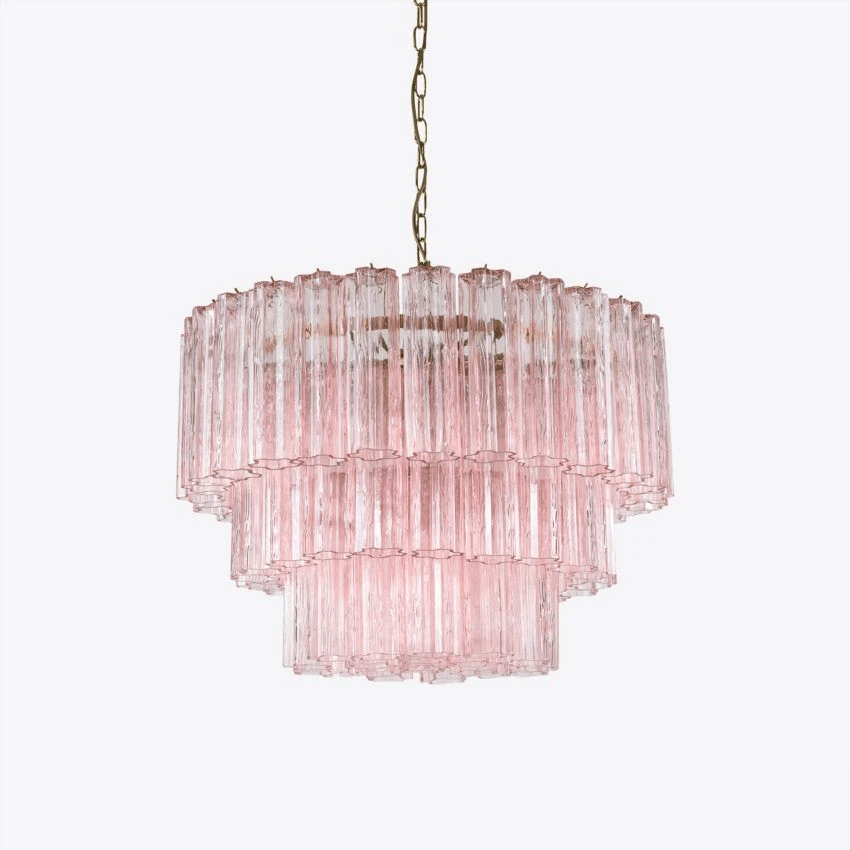 Eiranora Chandelier Five Tier Fluted Glass Tube Mid Century