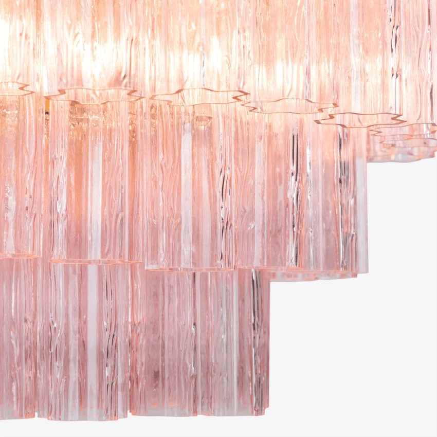Eiranora Chandelier Five Tier Fluted Glass Tube Mid Century