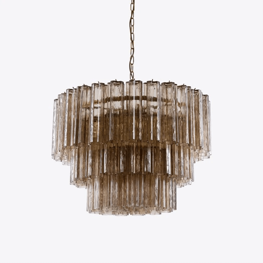 Eiranora Chandelier Five Tier Fluted Glass Tube Mid Century
