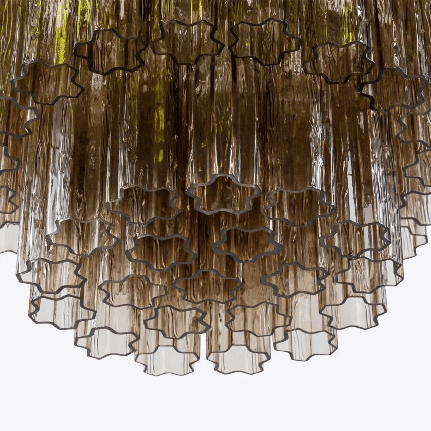 Eiranora Chandelier Five Tier Fluted Glass Tube Mid Century