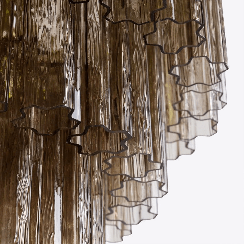 Eiranora Chandelier Five Tier Fluted Glass Tube Mid Century
