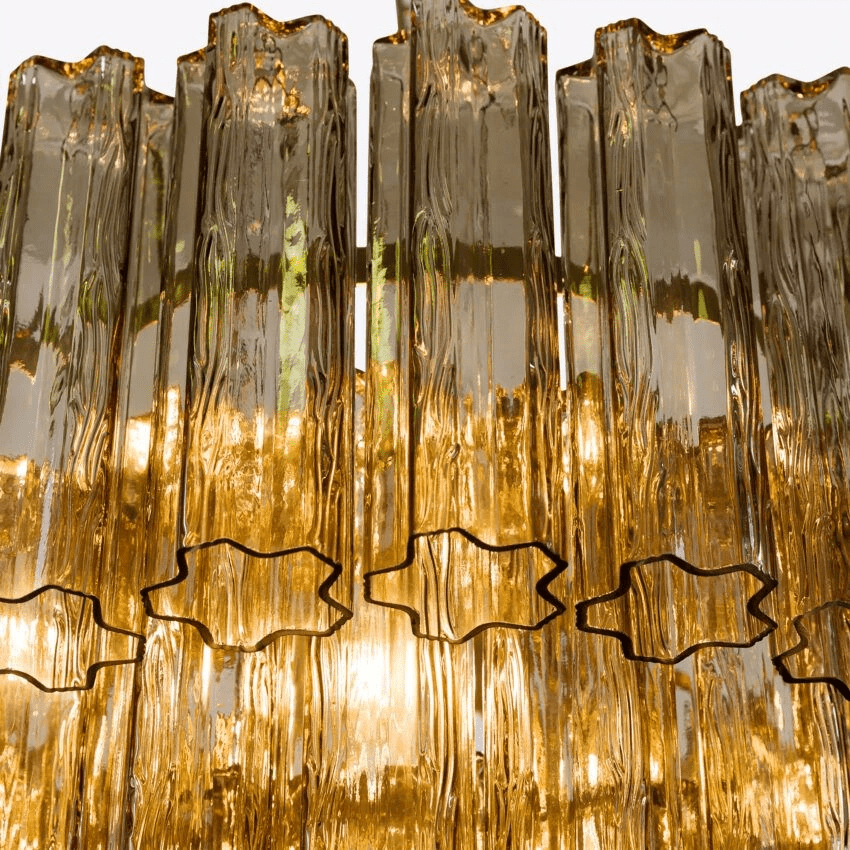 Eiranora Chandelier Five Tier Fluted Glass Tube Mid Century