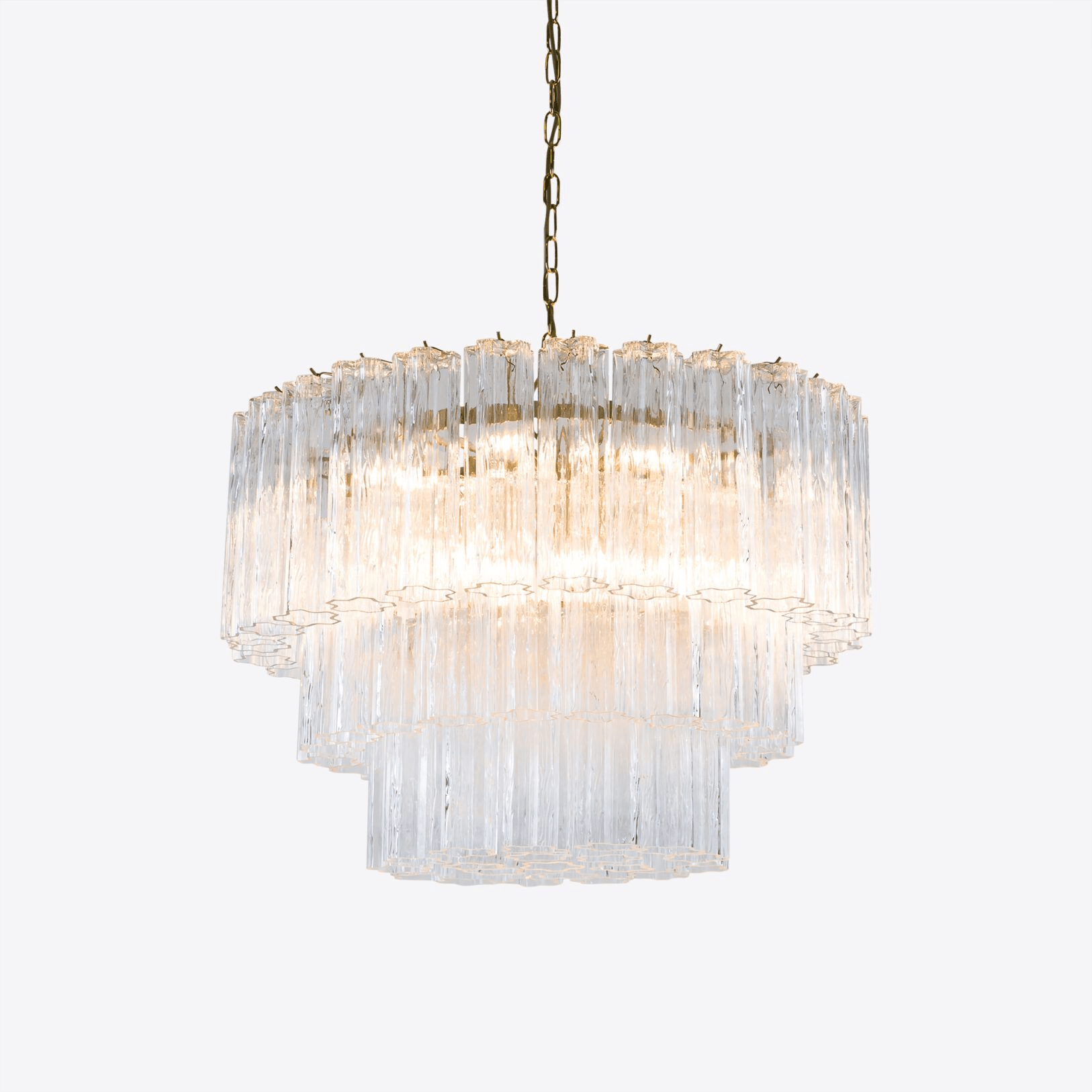 Eiranora Chandelier Five Tier Fluted Glass Tube Mid Century