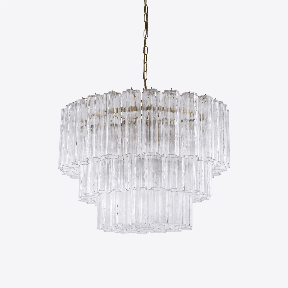 Eiranora Chandelier Five Tier Fluted Glass Tube Mid Century