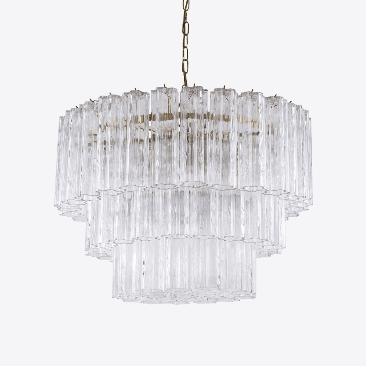 Eiranora Chandelier Five Tier Fluted Glass Tube Mid Century