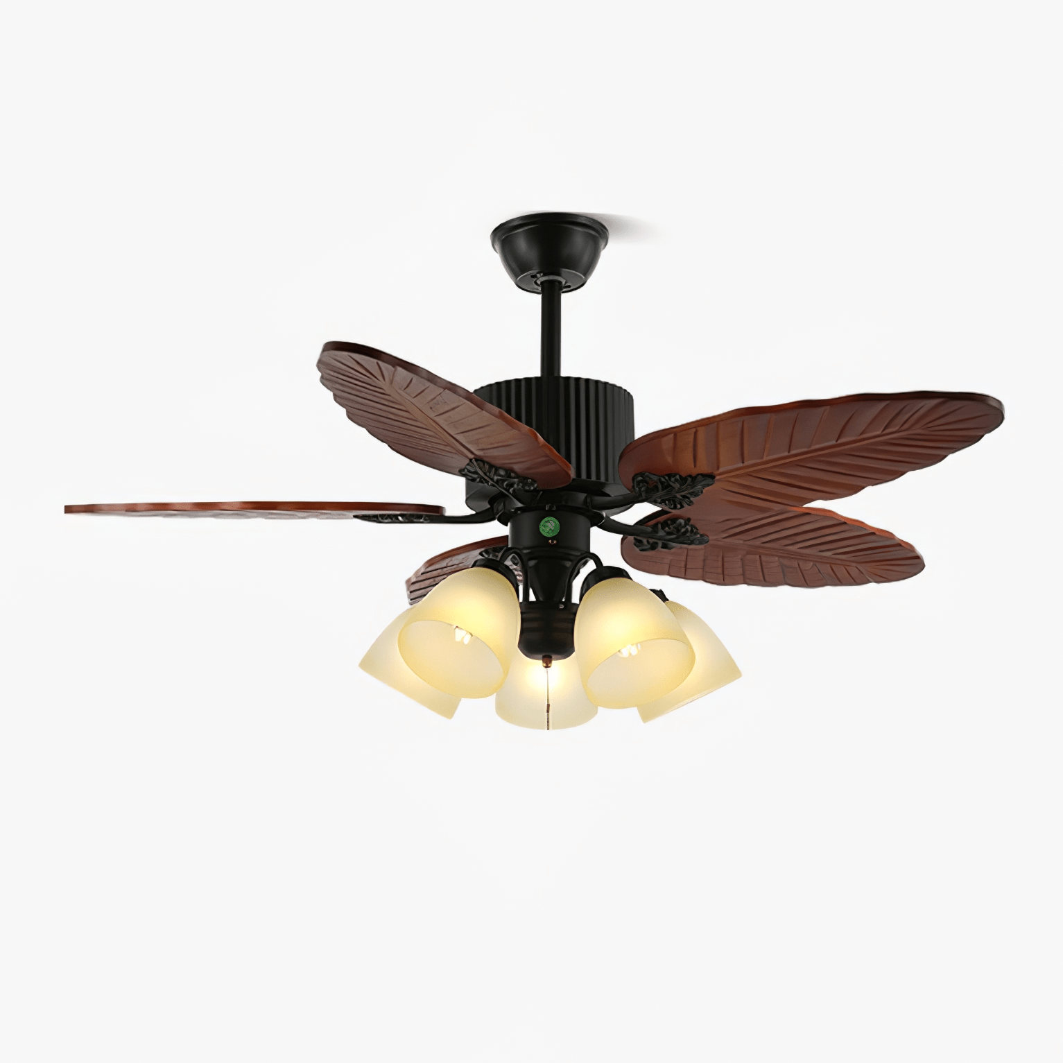Syleelle Tropical Wood Glass Ceiling Fan Light