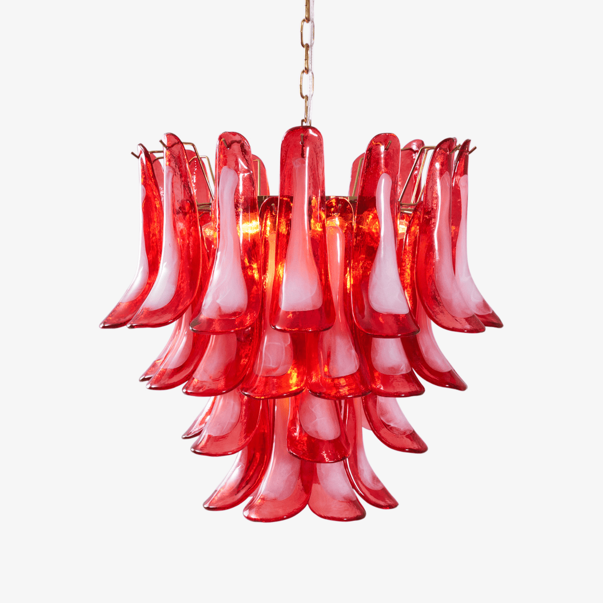 Celarine Chandelier Red Petal Glass Layered Artistic