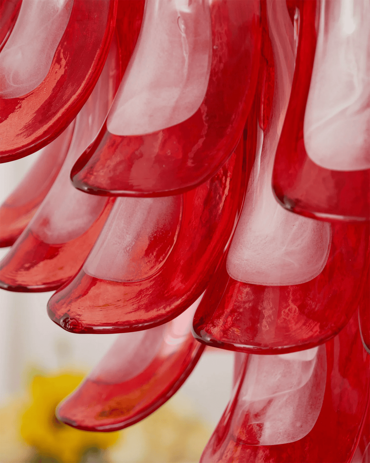 Celoelle Chandelier Crimson Murano Glass Petals Layered Vintage