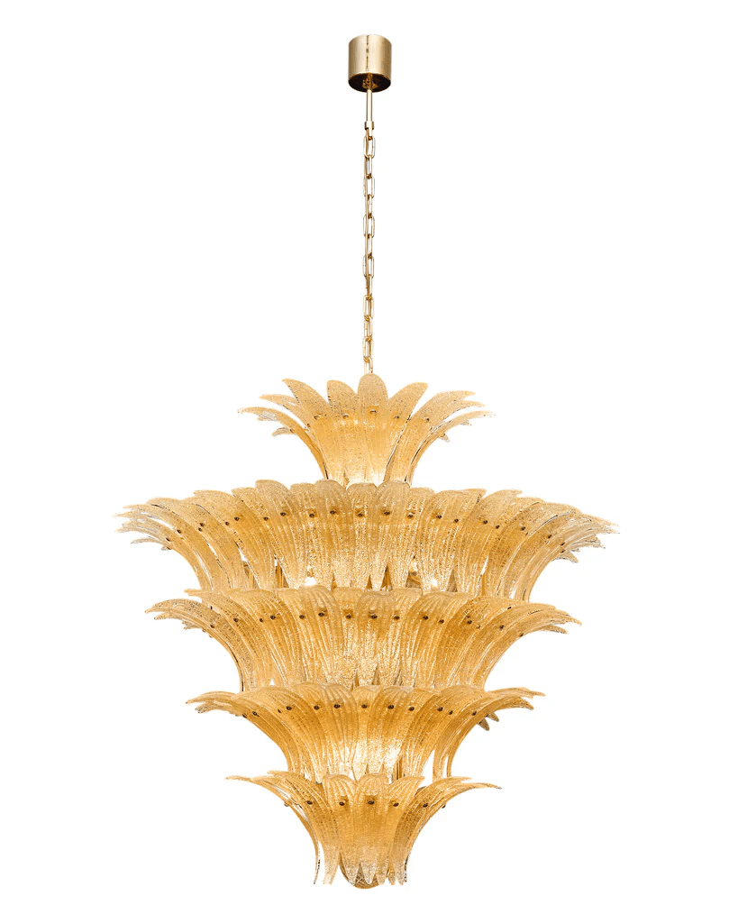 Eirerian Chandelier Murano Glass Palmette Leaf Tiered