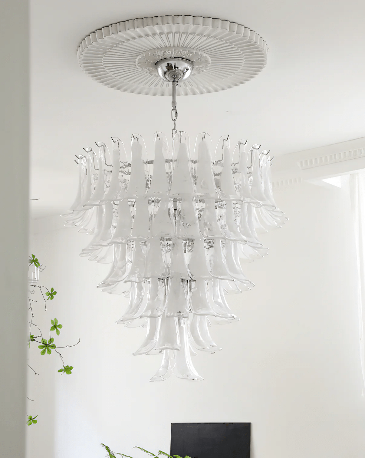 Celiian Chandelier Murano Glass Petals Vintage