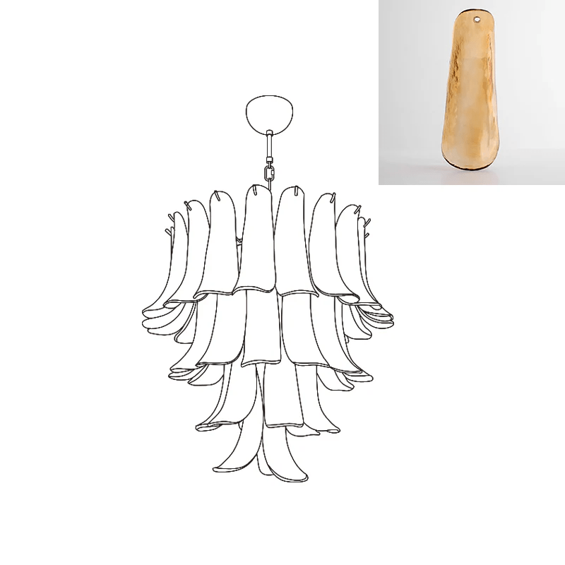 Celiian Chandelier Murano Glass Petals Vintage