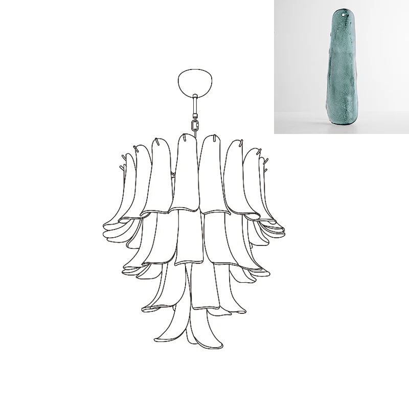 Celiian Chandelier Murano Glass Petals Vintage